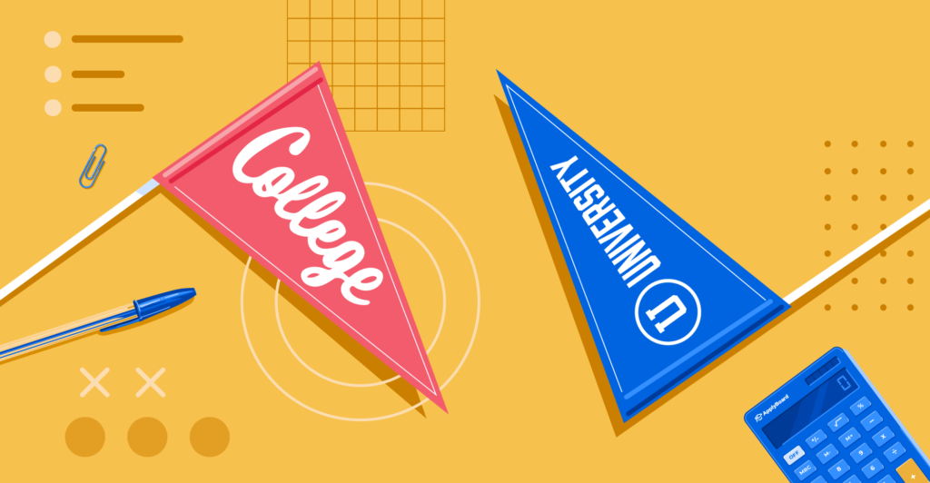 Illustration showing college and university banners