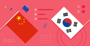 Flag of China and South Korea