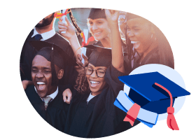 diverse group of students celebrating graduation