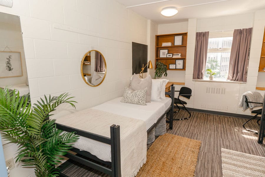 A Western University student’s plant-filled dorm room.