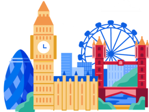 An illustration of London, England in the United Kingdom.