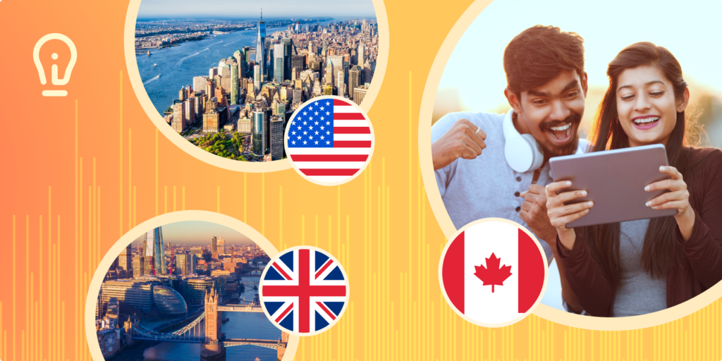 Blog banner showing flags for Canada, the US, and the UK