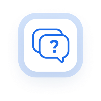 A question mark in a speech bubble