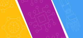 Illustration representing blockchain, robotics, and artificial intelligence