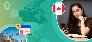 Banner for article showing Canadian flag and student looking at calculator