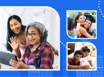 Three images of students alongside their parents, showing examples of how to involve your parents in your study abroad journey.