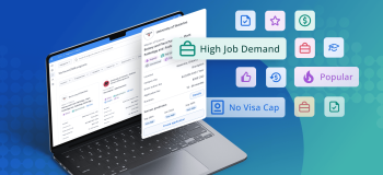 A banner with an open laptop showcasing new Program Tags on ApplyBoard's search engine.
