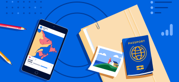 AI Atlantic banner featuring a phone with a map of Atlantic Canada, a folder, a passport, and a photo