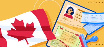 ApplyInsights: Applicant Age a Major Factor in Canadian Student Visa Approval banner featuring Canadian flag, visa, stamp, and plane tickets