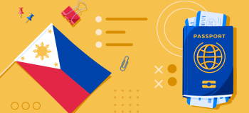 Illustration showing Philippines flag and travel document