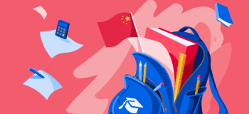 Illustration of backpack with Chinese flag