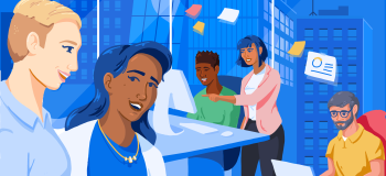 Illustration of people working in an office