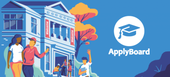 Graphic of students at a college