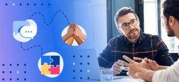 Two students demonstrating soft skills like listening and empathy.