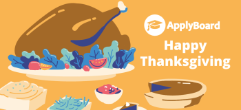 An illustration of a roast turkey, pie, salad, and potatoes (Thanksgiving feast)