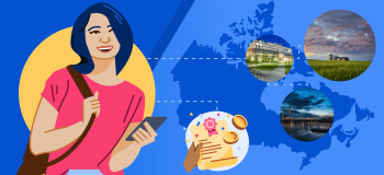 A Canadian map overlaid with photographs illustrating Western Canada.