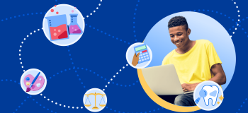 A mix of graphic illustrations and photography.