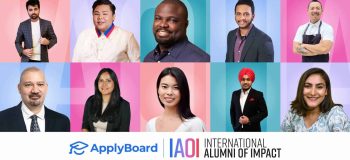 A collage illustration of the the ten alumni winners of the International Alumni of Impact program