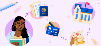 An illustration of the process of applying to SDS, including IELTS documentation.