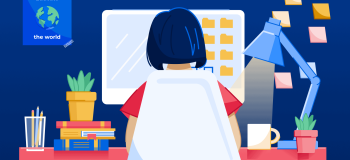 An illustration of a student studying.