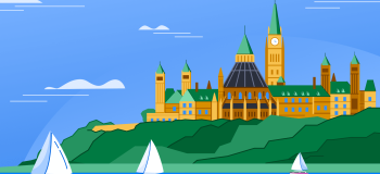 An illustration of Parliament Hill in Ottawa, Canada.